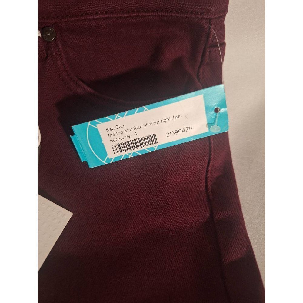 KanCan Madrid Mid Rise Slim Straight Jean Burgundy Size‎ 4 NEW - Picture 3 of 4